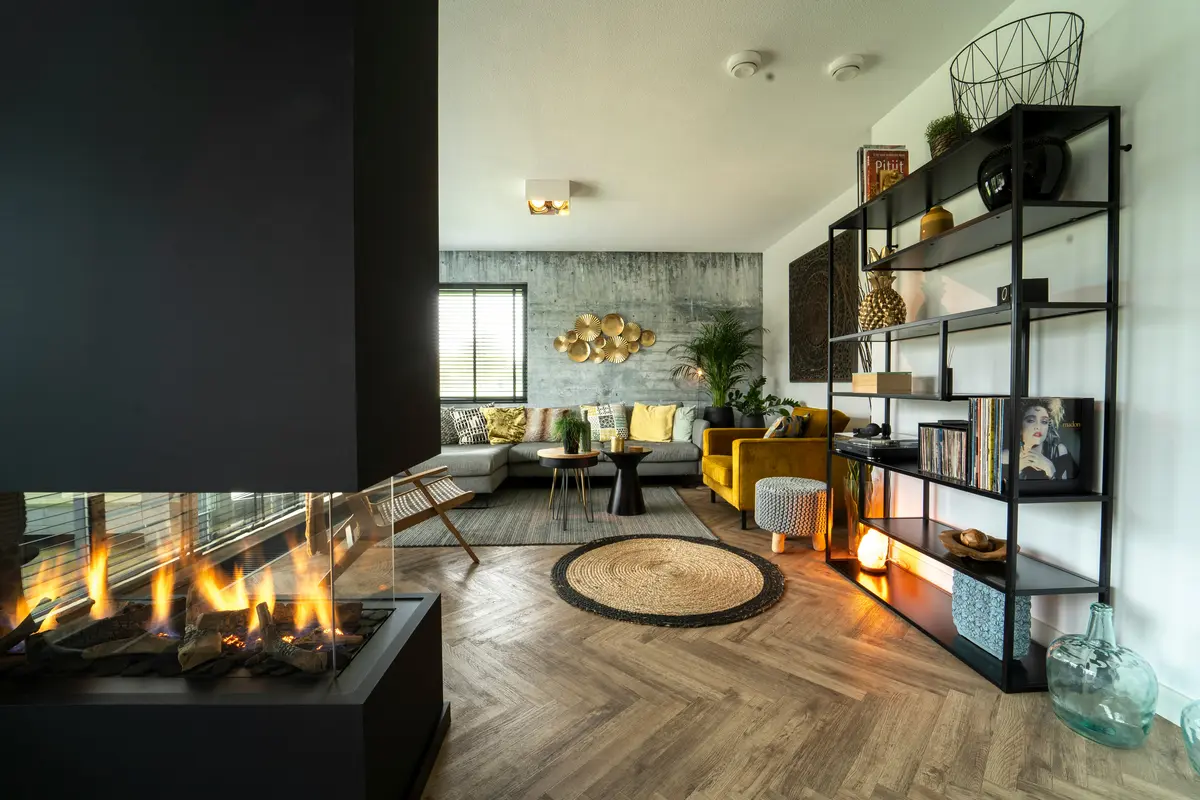 Modern gas fireplace installed in a Vancouver living room