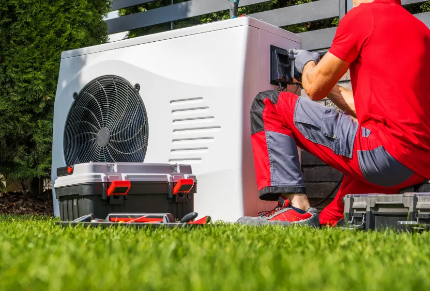 Residential cold-climate heat pump outdoor unit installed at a Vancouver home