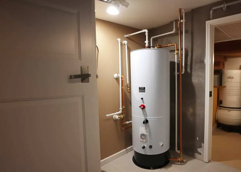Residential gas water heater tank installed in a Vancouver basement